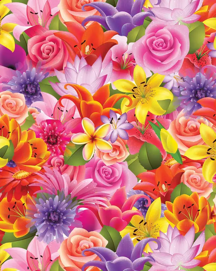 Flores Coloridas — Papel de regalo con motivo de flores coloridas, pensado para destacar en tu vitrina.