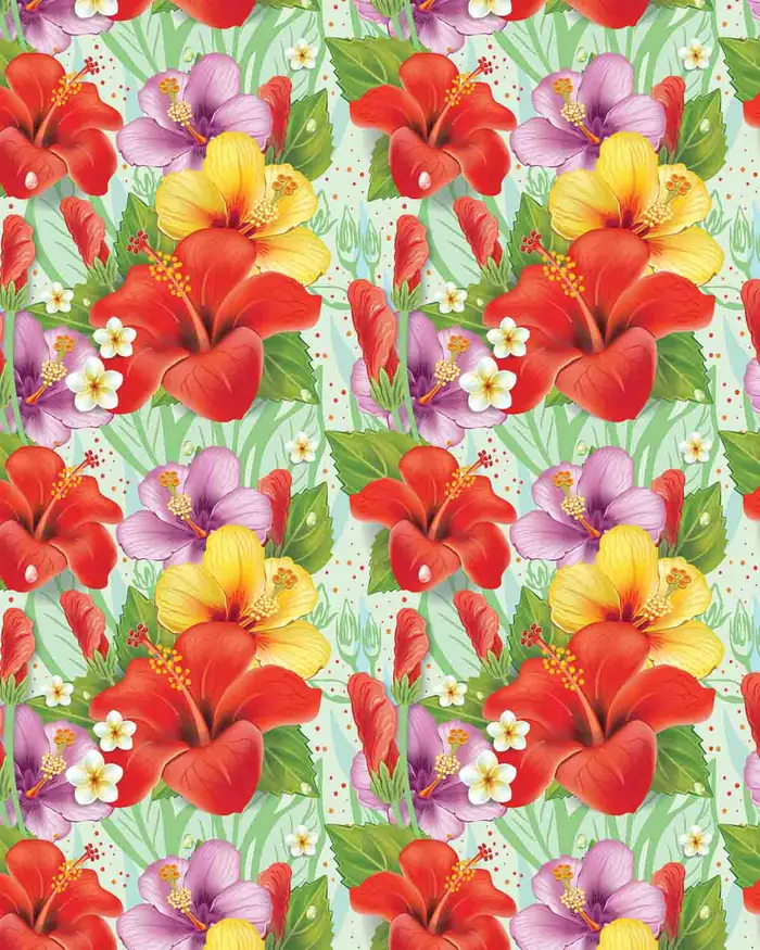 Flores Fondo Verde — Papel de regalo con motivo de flores fondo verde, perfecto para envolver cualquier regalo.