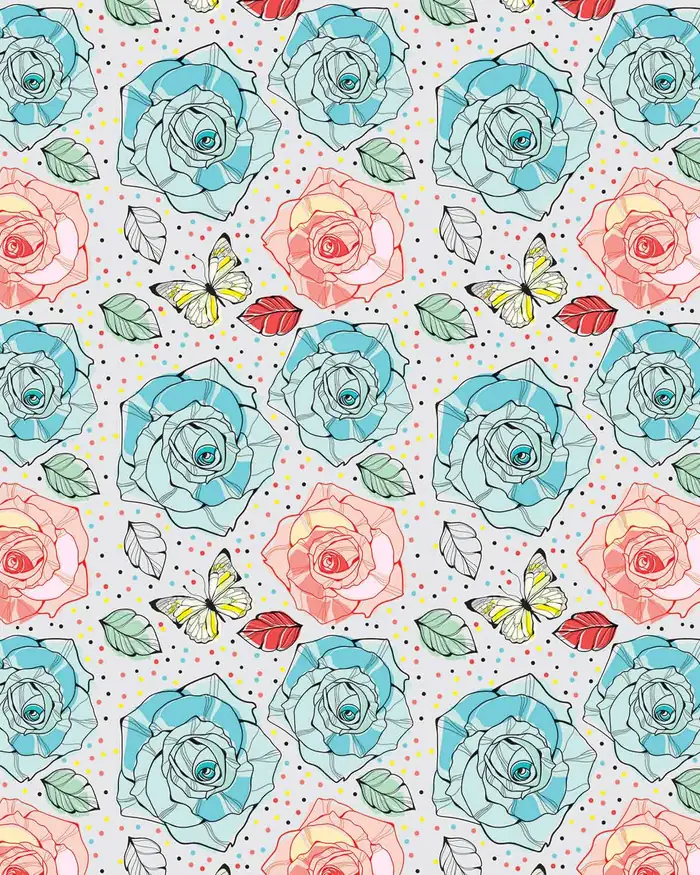 Rosas y Mariposas — Papel de regalo con motivo de rosas y mariposas, ideal para regalos de toda ocasión.