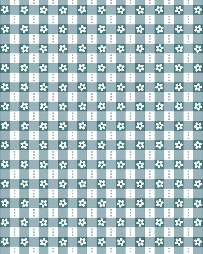Florecitas en Cuadros VERDE — Papel de regalo con motivo de florecitas en cuadros verde, disponible en nuestra colección de papel de regalo.