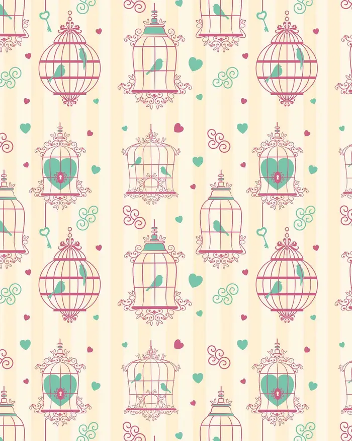 Jaulas y Corazones — Papel de regalo con motivo de jaulas y corazones, ideal para regalos de toda ocasión.