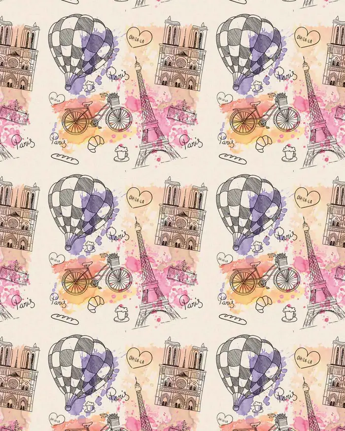 Paris y Globos — Papel de regalo con motivo de paris y globos, perfecto para envolver cualquier regalo.