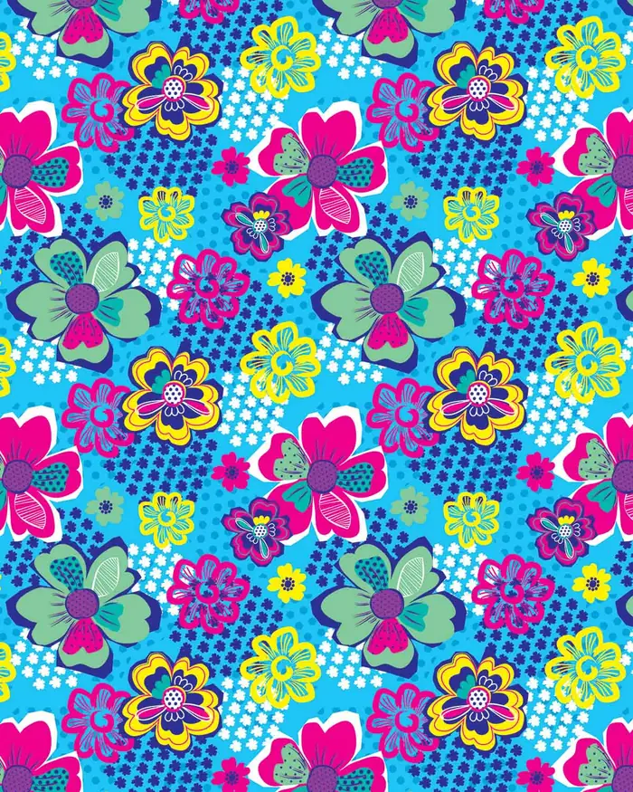 Flores con Puntos — Papel de regalo con motivo de flores con puntos, disponible en nuestra colección de papel de regalo.