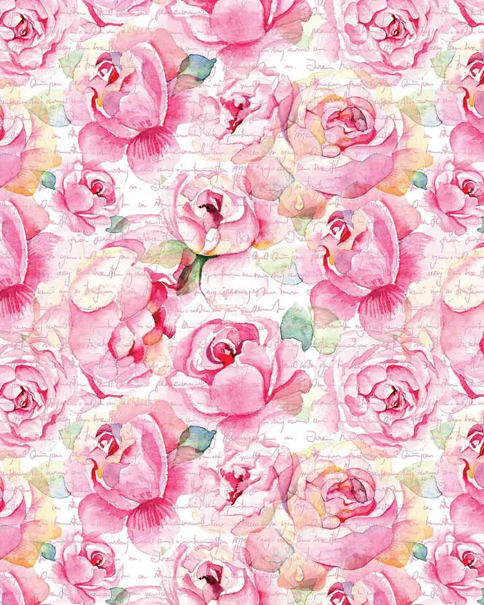 Rosas y Letras — Papel de regalo con motivo de rosas y letras, disponible en nuestra colección de papel de regalo.