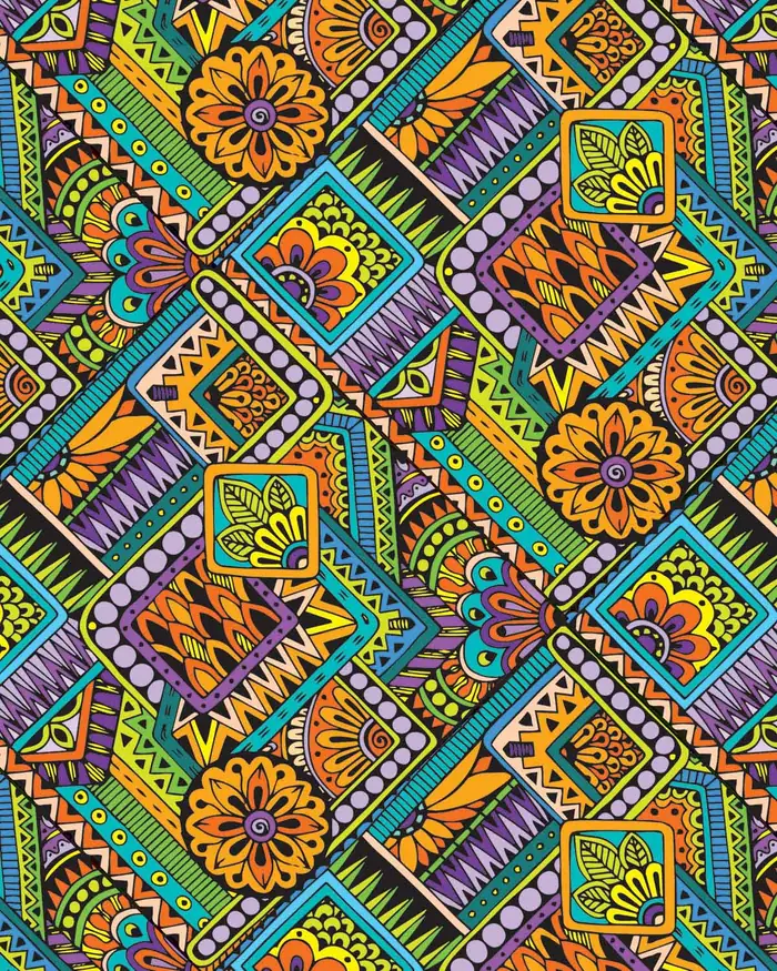 Rombos y Hojas Coloridos — Papel de regalo con motivo de rombos y hojas coloridos, perfecto para envolver cualquier regalo.