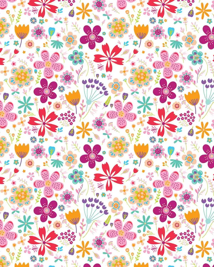 Florcitas Por Doquier — Papel de regalo con motivo de florcitas por doquier, ideal para regalos de toda ocasión.