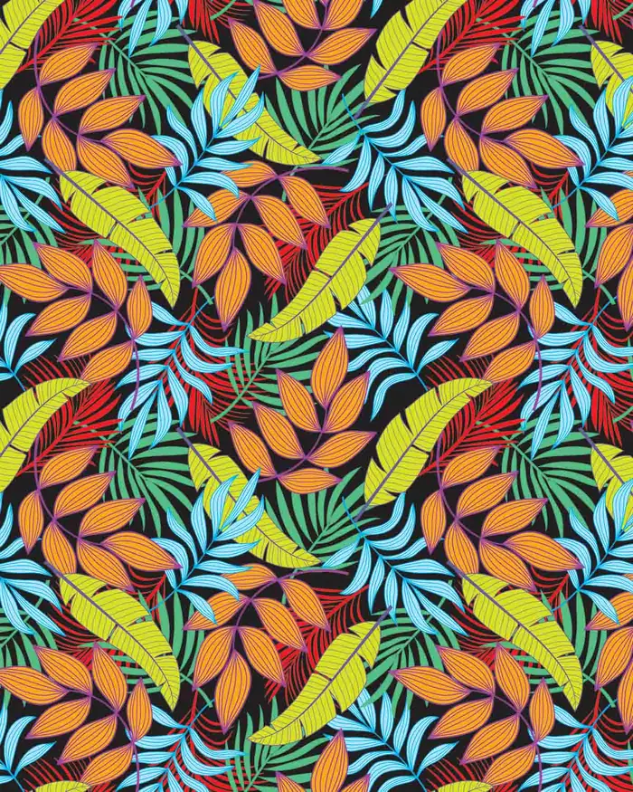 Hojas Tropicales — Papel de regalo con motivo de hojas tropicales, un diseño versátil para tu negocio.