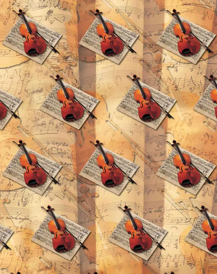 Violines — Papel de regalo con motivo de violines, pensado para destacar en tu vitrina.