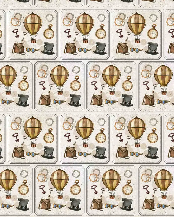Viaje Vintage — Papel de regalo con motivo de viaje vintage, ideal para regalos de toda ocasión.