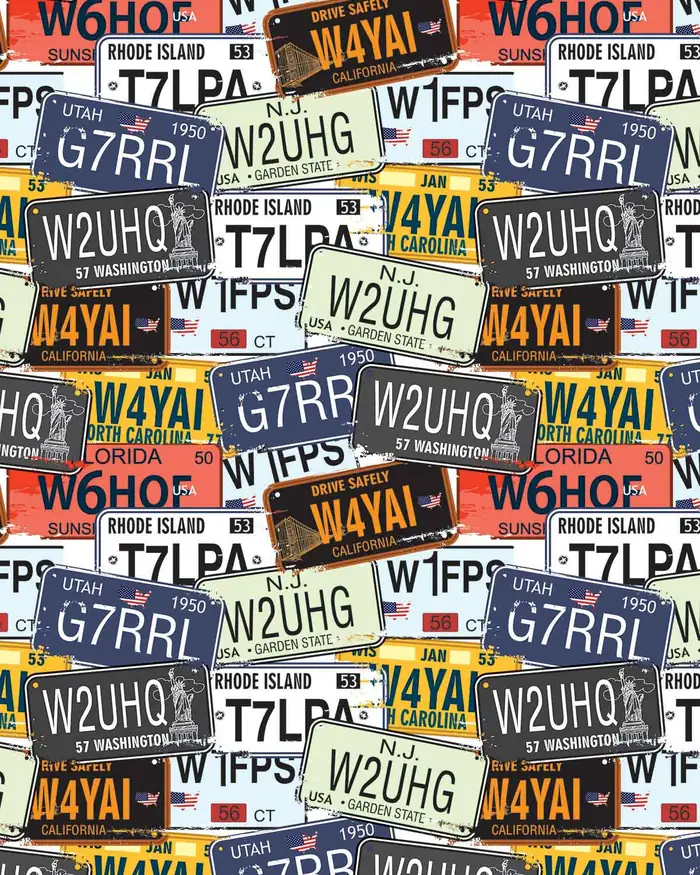 Placas de Autos — Papel de regalo con motivo de placas de autos, perfecto para envolver cualquier regalo.