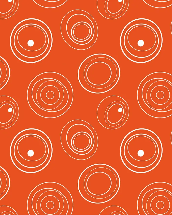 Circulos Naranja — Papel de regalo con motivo de circulos naranja, disponible en nuestra colección de papel de regalo.
