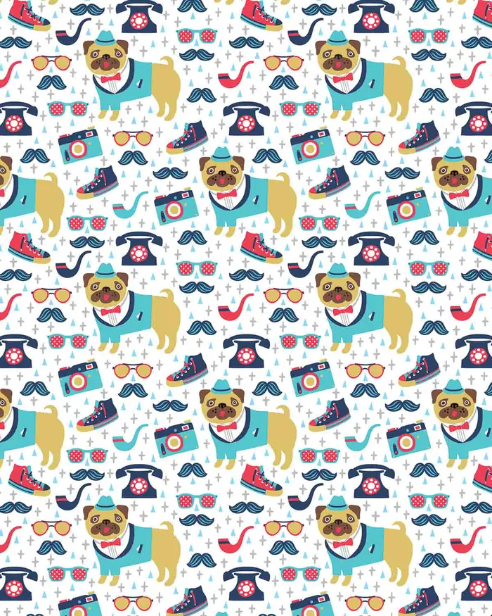 Perrito con Corbatin — Papel de regalo con motivo de perrito con corbatin, disponible en nuestra colección de papel de regalo.