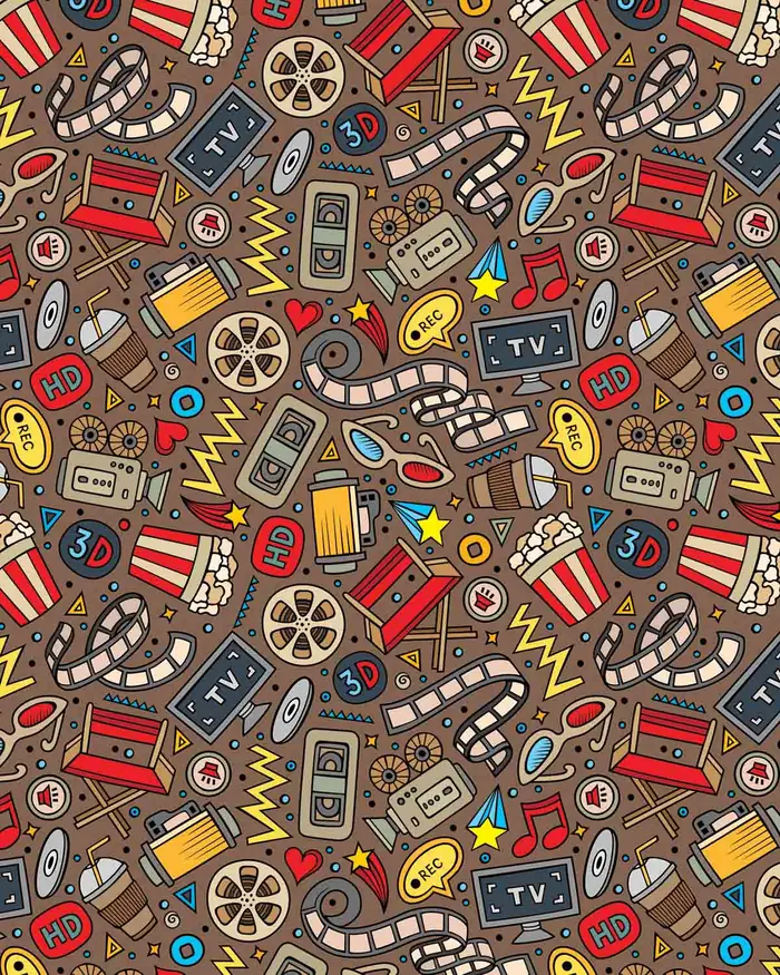 Cinefilos — Papel de regalo con motivo de cinefilos, ideal para regalos de toda ocasión.