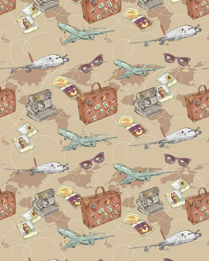 De Viaje en Avion — Papel de regalo con motivo de de viaje en avion, un diseño versátil para tu negocio.