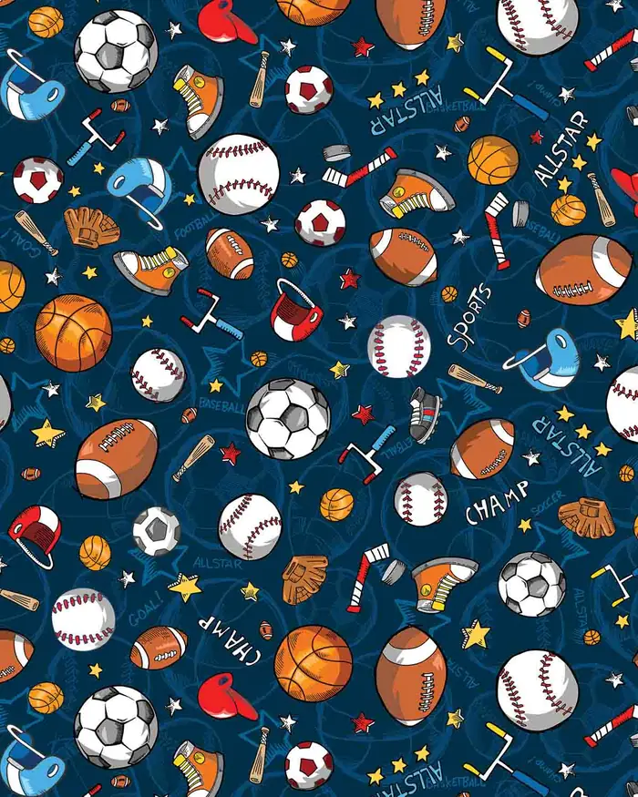 Pelotas Deportivas — Papel de regalo con motivo de pelotas deportivas, pensado para destacar en tu vitrina.