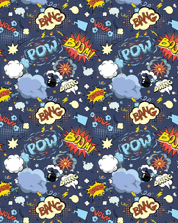Onomatopeyas 01 — Papel de regalo con motivo de onomatopeyas 01, ideal para regalos de toda ocasión.