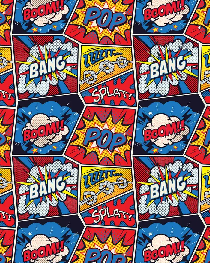 Onomatopeyas 02 — Papel de regalo con motivo de onomatopeyas 02, perfecto para envolver cualquier regalo.