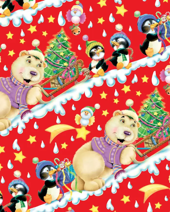 Animalitos navideños — Papel de regalo navideño con motivo de animalitos navideños, pensado para destacar en tu vitrina navideña.