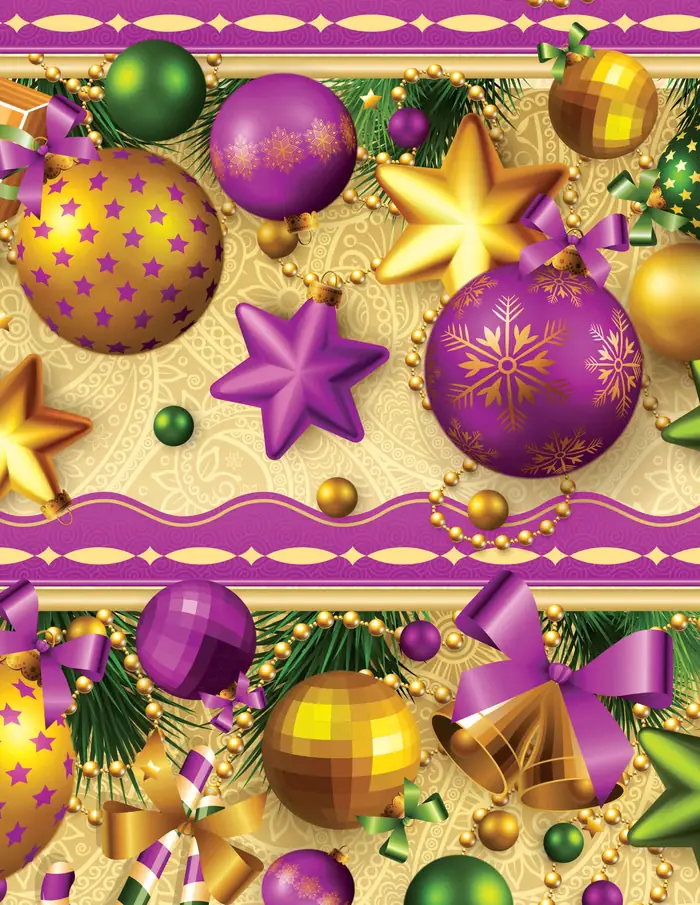 Navidad verde-purpura — Papel de regalo navideño con motivo de navidad verde-purpura, ideal para regalos navideños.