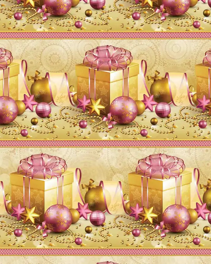 Cajas y esferas — Papel de regalo navideño con motivo de cajas y esferas, disponible en nuestra colección navideña de papel de regalo.
