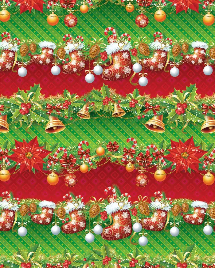 Guirnaldas de navidad — Papel de regalo navideño con motivo de guirnaldas de navidad, ideal para regalos navideños.