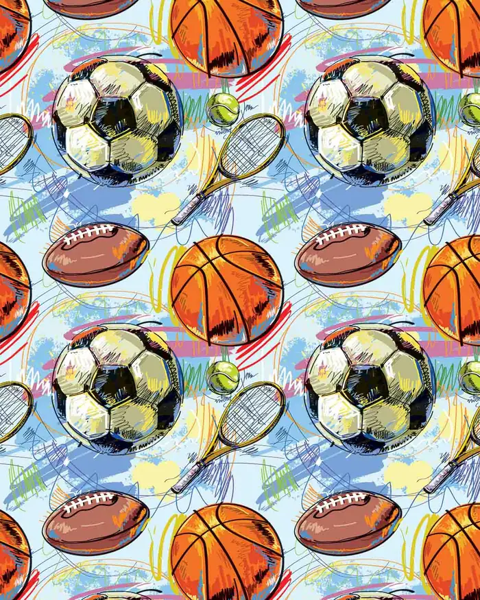 Deportes — Papel de regalo con motivo de deportes, ideal para regalos de toda ocasión.