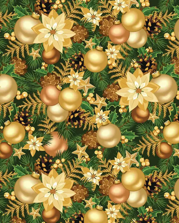 Pastoras doradas — Papel de regalo navideño con motivo de pastoras doradas, ideal para regalos navideños.