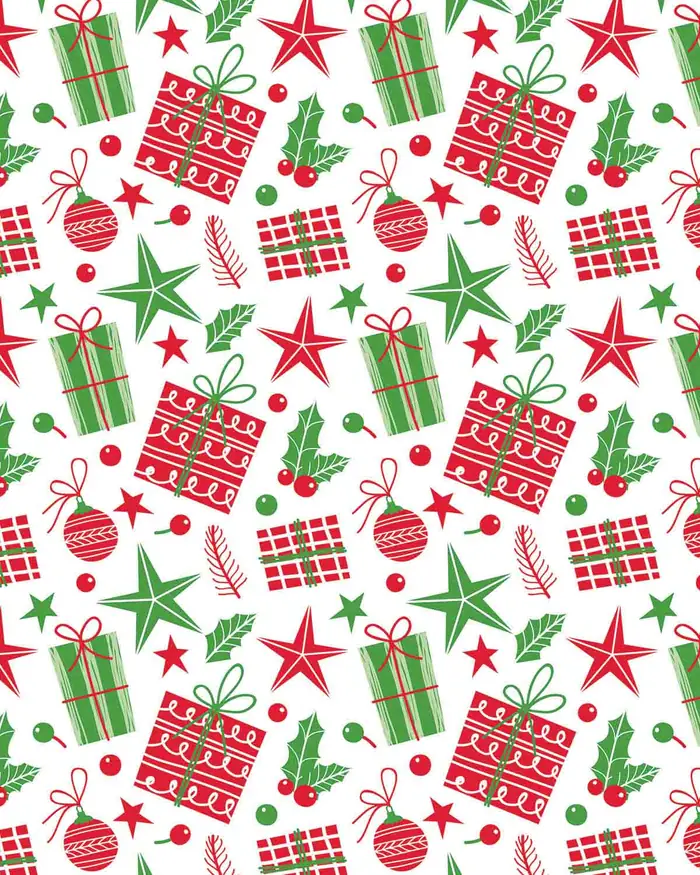 Cajas y estrellas KRAFT — Papel de regalo navideño con motivo de cajas y estrellas kraft, perfecto para envolver los regalos de esta Navidad.