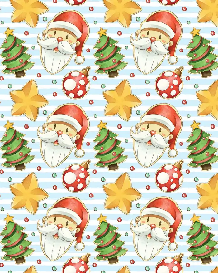 Iconos acuarela — Papel de regalo navideño con motivo de iconos acuarela, ideal para regalos navideños.