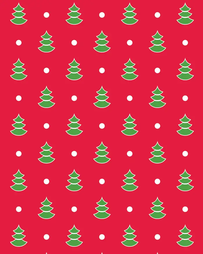 Arboles y puntos — Papel de regalo navideño con motivo de arboles y puntos, un diseño festivo para tu negocio en temporada.