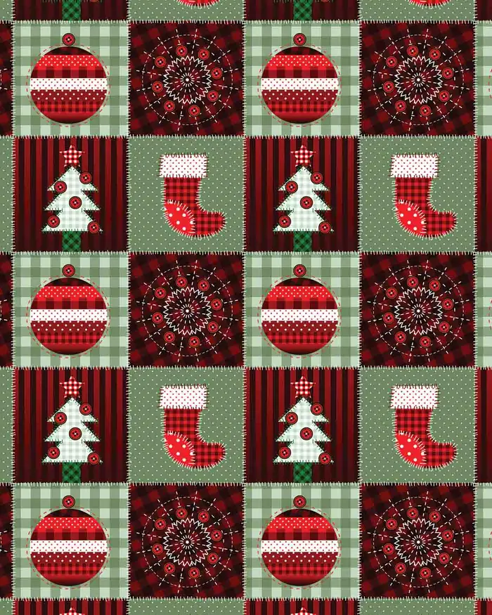 Navidad tejida — Papel de regalo navideño con motivo de navidad tejida, pensado para destacar en tu vitrina navideña.
