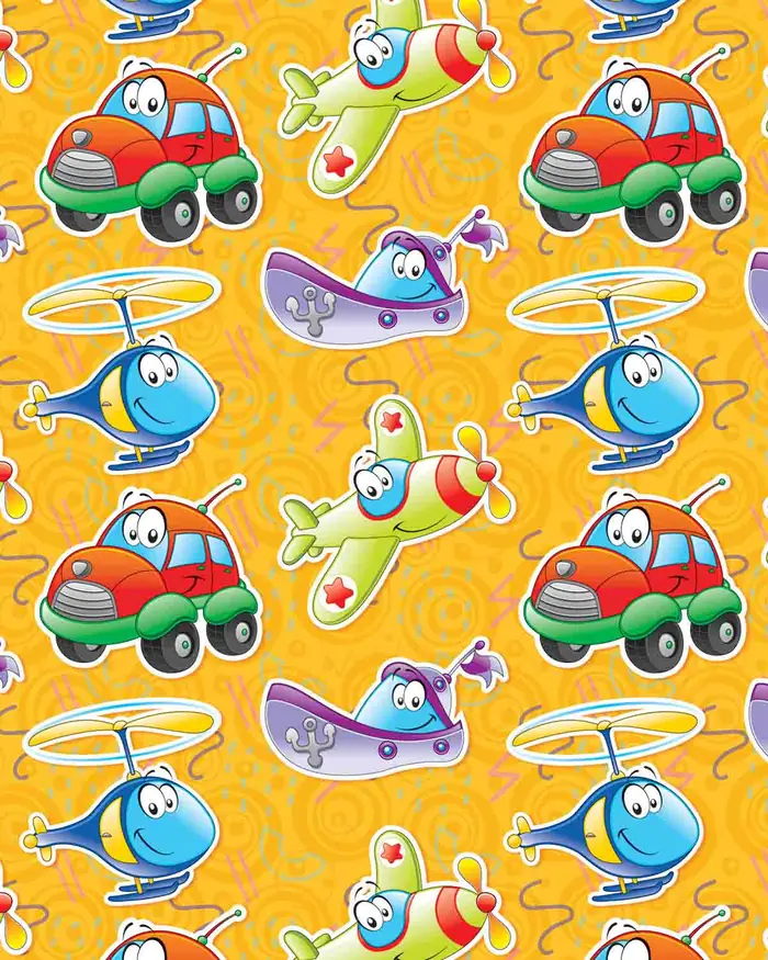 Vehiculos con Caritas — Papel de regalo con motivo de vehiculos con caritas, disponible en nuestra colección de papel de regalo.