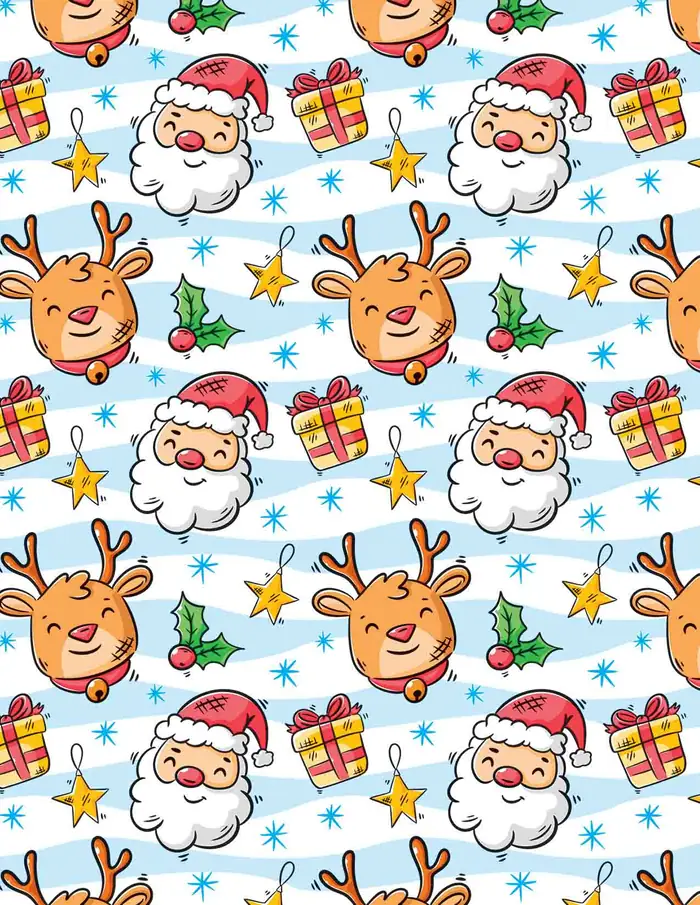 Navidad y sonrisas — Papel de regalo navideño con motivo de navidad y sonrisas, disponible en nuestra colección navideña de papel de regalo.