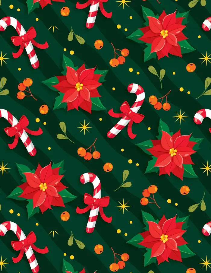 Bastones y pastoras — Papel de regalo navideño con motivo de bastones y pastoras, pensado para destacar en tu vitrina navideña.