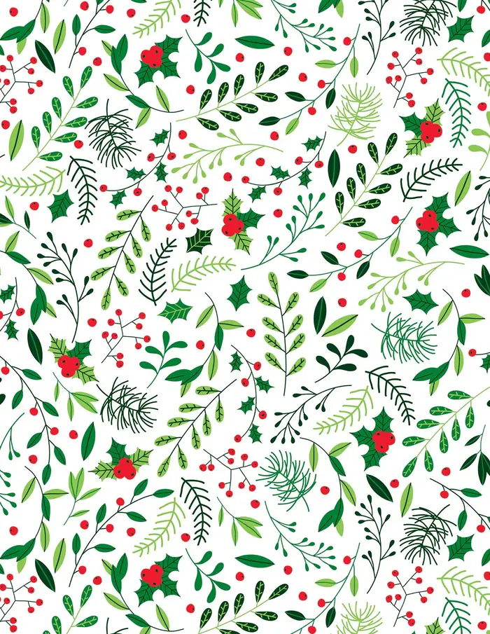 Ramas Navideñas — Papel de regalo navideño con motivo de ramas navideñas, ideal para regalos navideños.