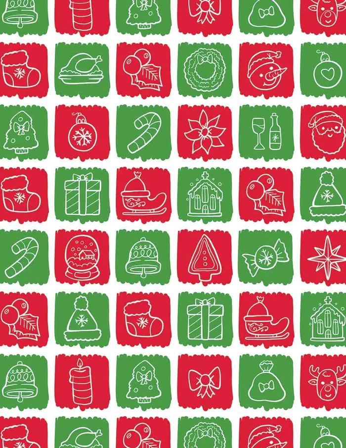 Cuadros para navidad — Papel de regalo navideño con motivo de cuadros para navidad, perfecto para envolver los regalos de esta Navidad.