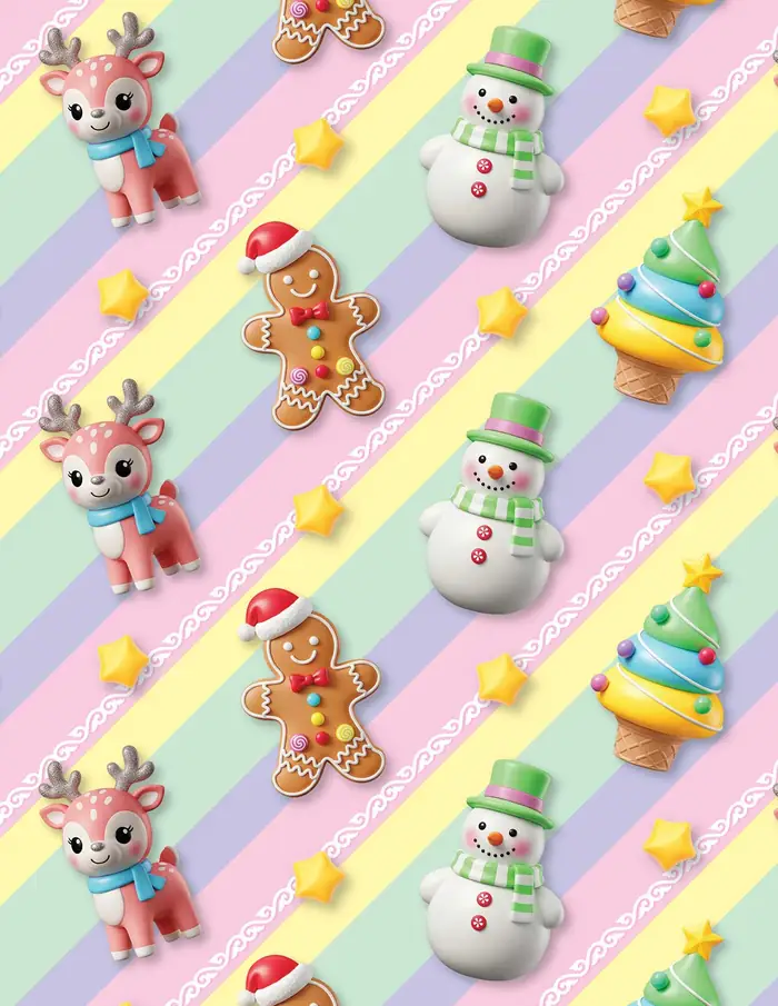 Navidad pastel — Papel de regalo navideño con motivo de navidad pastel, disponible en nuestra colección navideña de papel de regalo.