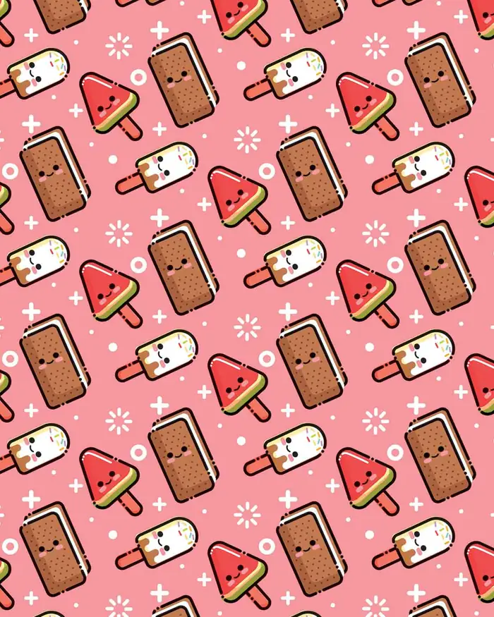 Helados y Caritas Rosa — Papel de regalo con motivo de helados y caritas rosa, un diseño versátil para tu negocio.