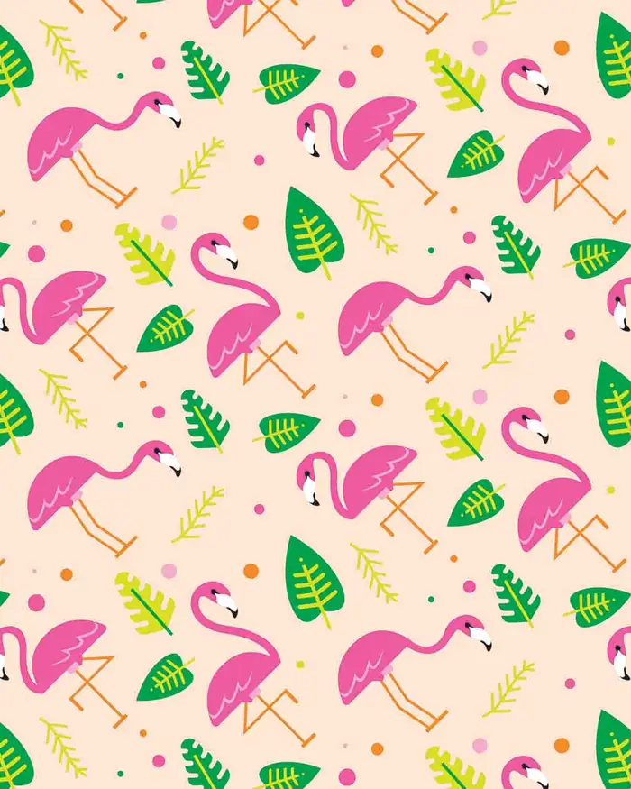 Flamingos y Hojas — Papel de regalo con motivo de flamingos y hojas, ideal para regalos de toda ocasión.