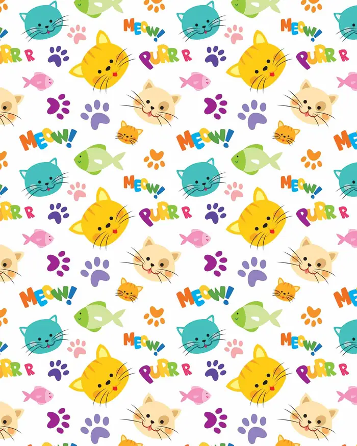 Gatos y Peces — Papel de regalo con motivo de gatos y peces, ideal para regalos de toda ocasión.