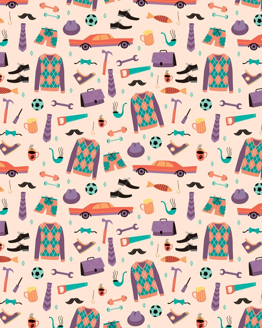 Día del Padre Vintage — Papel de regalo día del padre vintage para caballeros. Ideal para Día del Padre, cumpleaños y regalos para él.