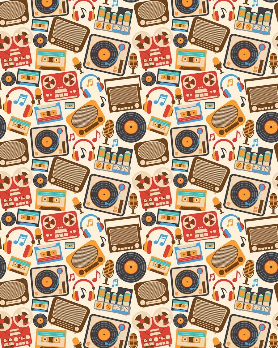 Sonido Vintage — Papel de regalo sonido vintage para caballeros. Ideal para Día del Padre, cumpleaños y regalos para él.