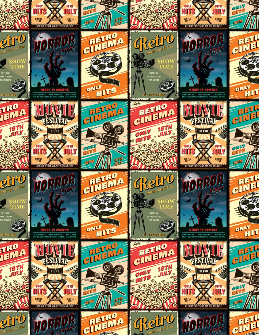 Posters de Cine 01 — Papel de regalo posters de cine 01 para caballeros. Ideal para Día del Padre, cumpleaños y regalos para él.