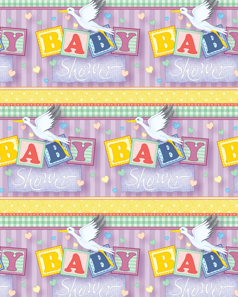 Cigüeña de Baby Shower — Papel de regalo cigüeña de baby shower en tonos suaves. Ideal para baby shower, nacimientos y regalos para bebé.