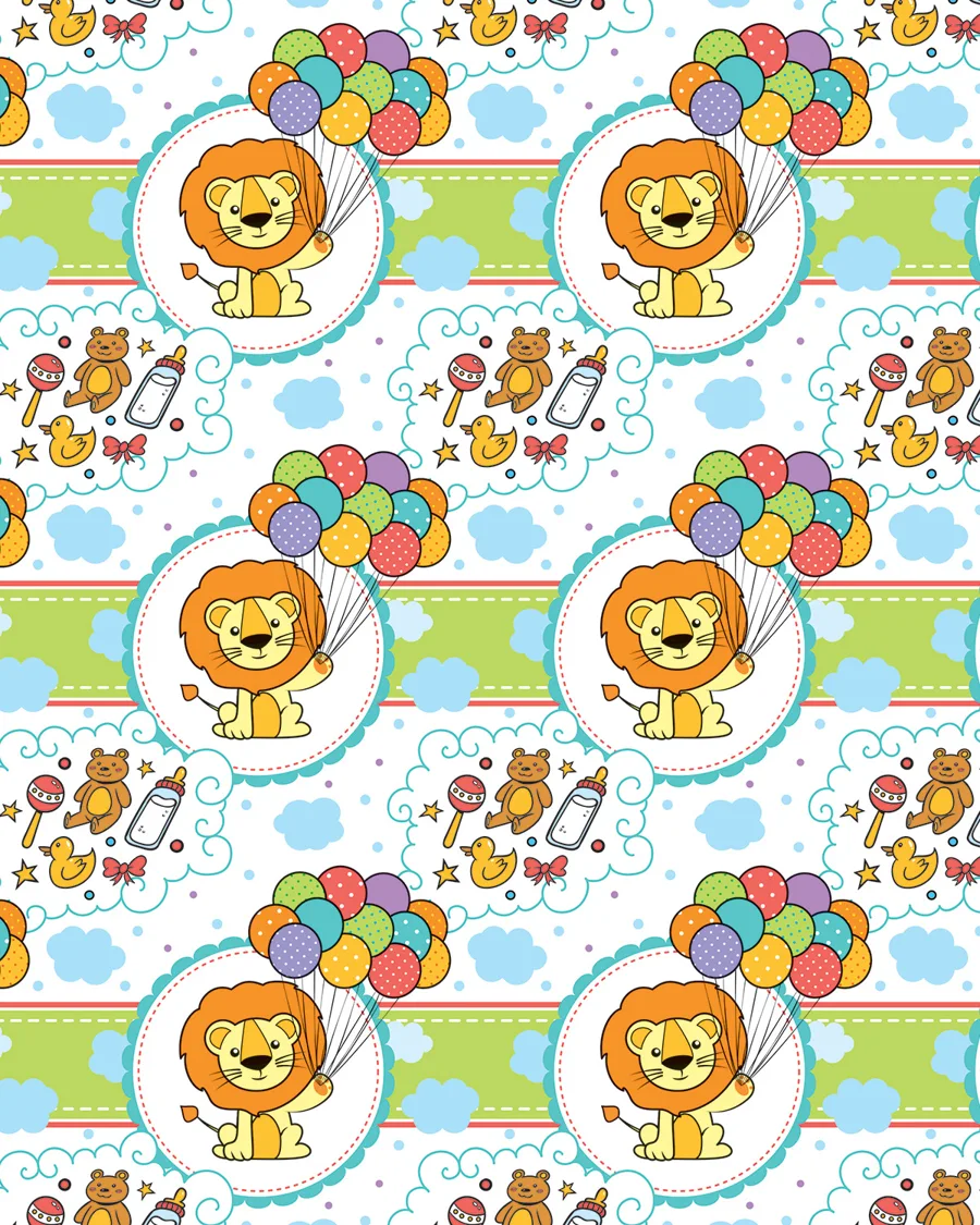 Leoncito — Papel de regalo leoncito en tonos suaves. Ideal para baby shower, nacimientos y regalos para bebé.