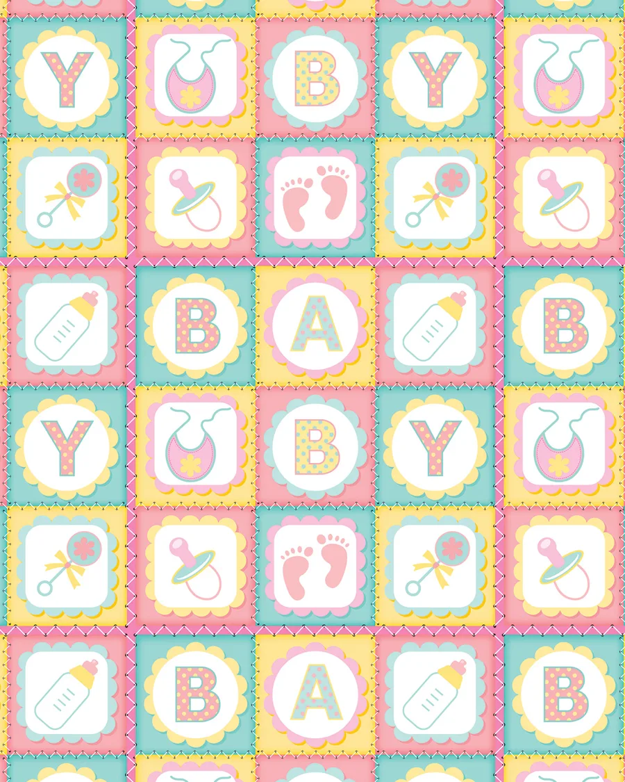 Cuadros de Bebé — Papel de regalo cuadros de bebé en tonos suaves. Ideal para baby shower, nacimientos y regalos para bebé.