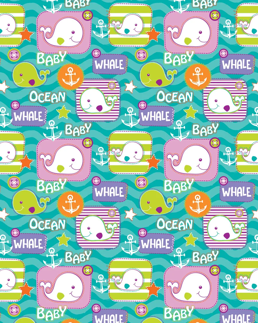 Ballenas y Cuadros — Papel de regalo ballenas y cuadros en tonos suaves. Ideal para baby shower, nacimientos y regalos para bebé.