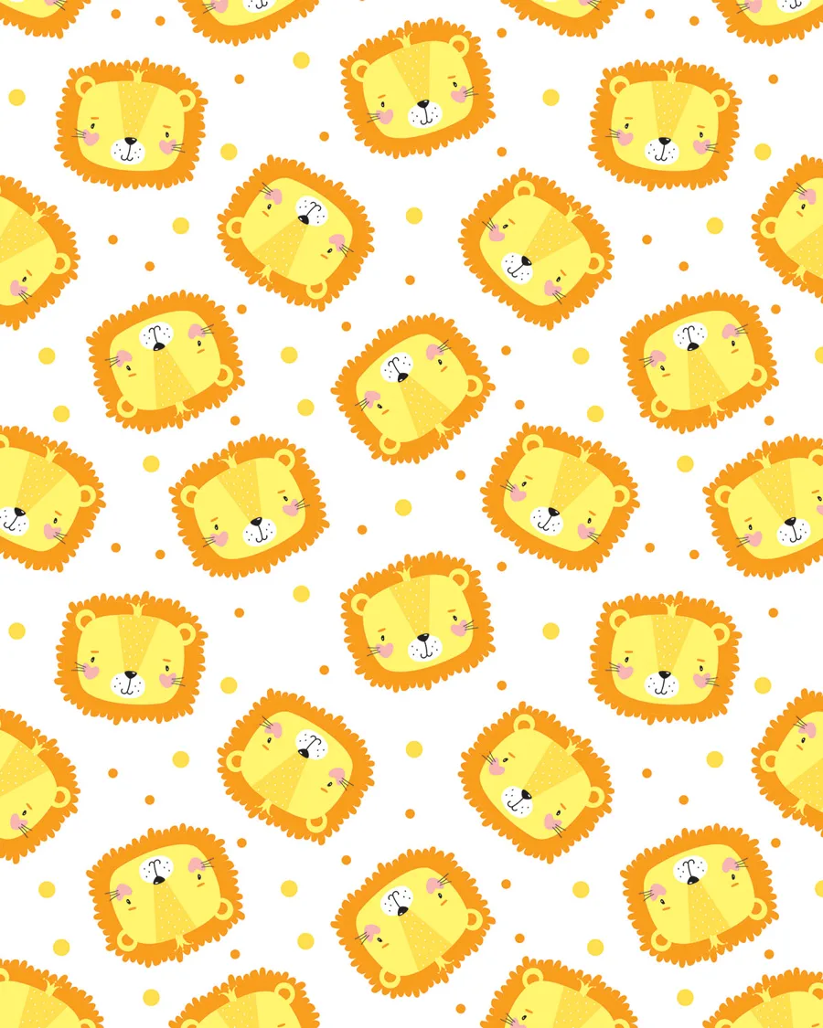Leoncitos y Puntos — Papel de regalo leoncitos y puntos en tonos suaves. Ideal para baby shower, nacimientos y regalos para bebé.