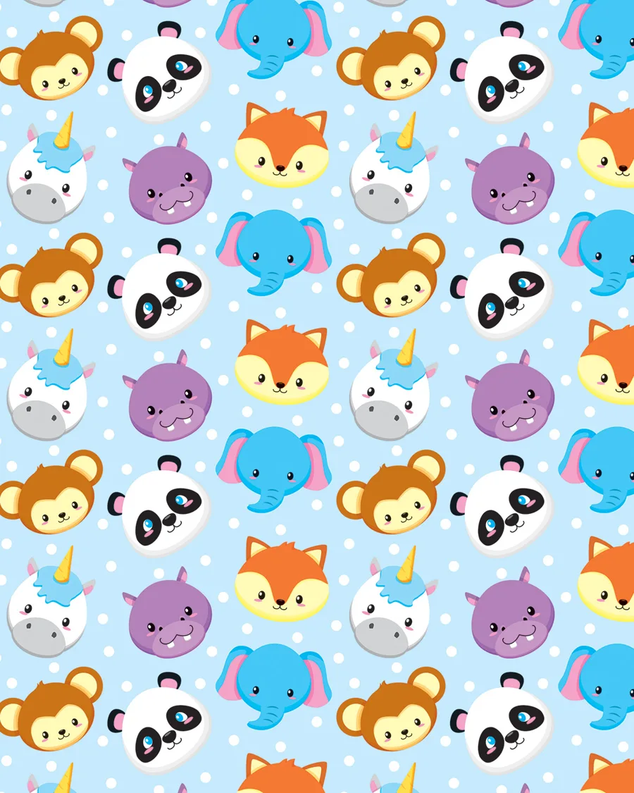 Animalitos y Puntos — Papel de regalo animalitos y puntos en tonos suaves. Ideal para baby shower, nacimientos y regalos para bebé.