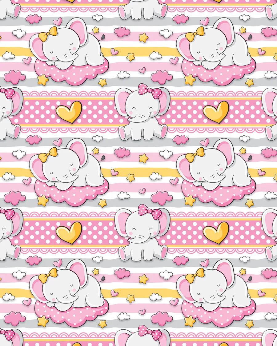 Elefantita Durmiendo — Papel de regalo elefantita durmiendo en tonos suaves. Ideal para baby shower, nacimientos y regalos para bebé.